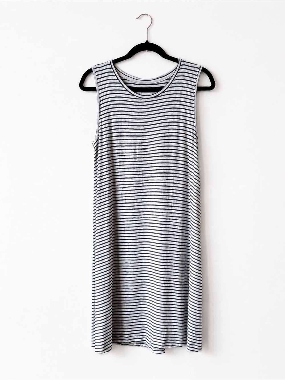 LOFT Lou & Grey Striped Sleeveless Swing Dress Medium Gray Rayon Spandex Casual
